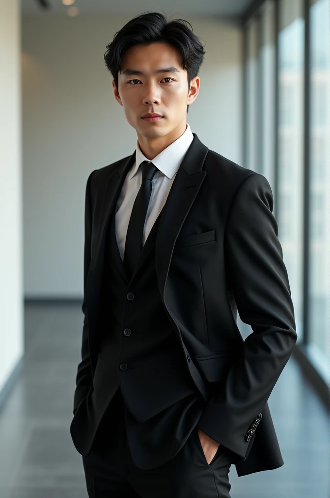 Lawyer Yang boy and black colour clothes