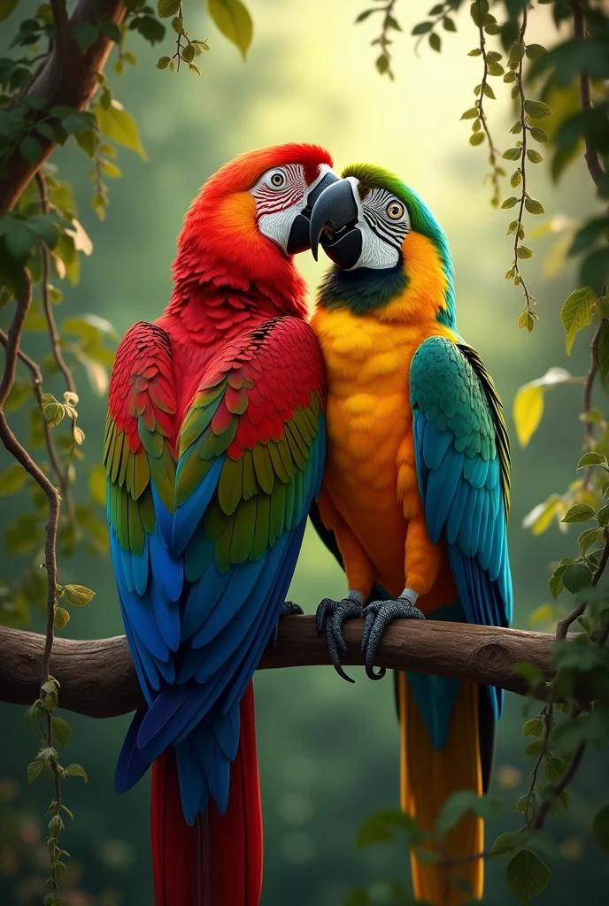 Two husband wife parrots