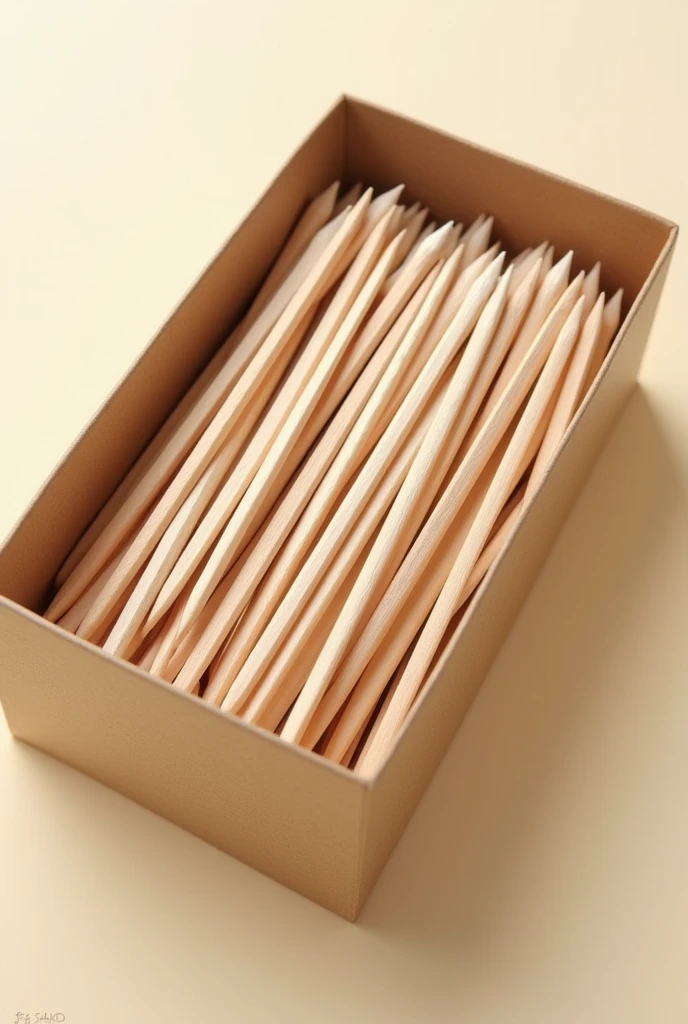 Create a picture of double sided toothpicks in a box