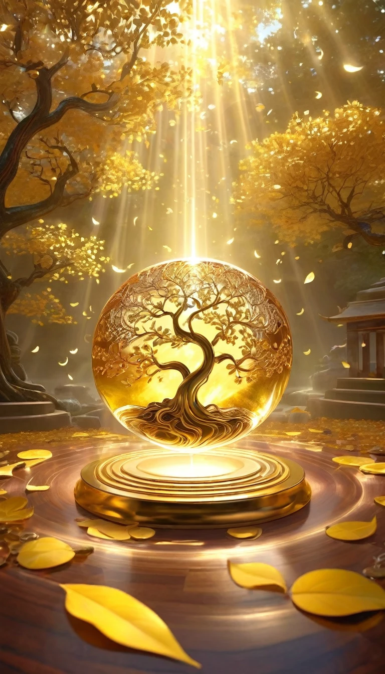 Here’s a detailed prompt for generating an image based on the concept of "888Hz of wealth music and affirmations":

"A serene and mystical environment with golden energy waves emanating from a central glowing orb, symbolizing the power of 888Hz frequency. The orb radiates light across a tranquil space filled with symbols of wealth, such as coins, gemstones, and a glowing tree with golden leaves. In the background, soft affirmations float through the air, merging with the energy waves. The overall atmosphere is calming, spiritual, and designed to evoke a sense of abundance and prosperity."

This should capture the essence of wealth, energy, and tranquility associated with the 888Hz frequency and affirmations.