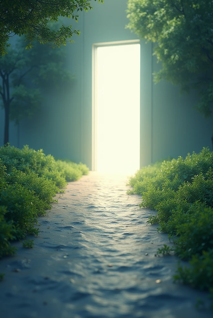 Create an image of A shining path leading to a bright, illuminated door, symbolizing the gateway to recognition and success in education.