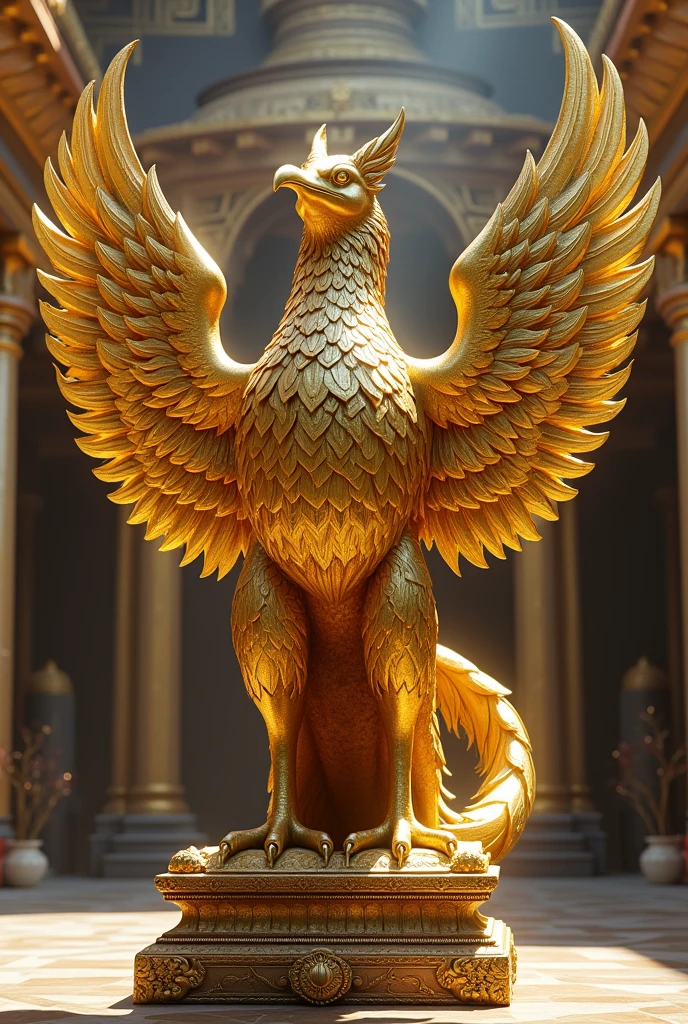 Garuda statue with gold feathers