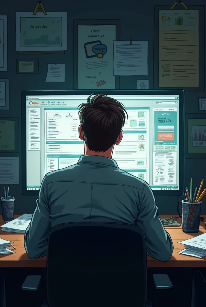 Man messing with a disorganized website, overlooking the messy site, and unhappy