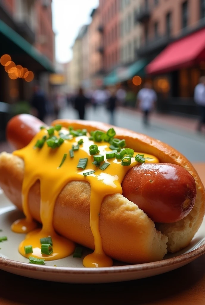 Hot dog au fromage Philadelphia avec sauce