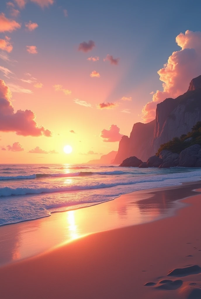 Aesthetic beach with a sunset