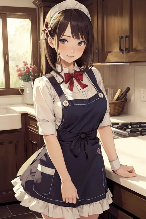 ((best quality)), ((masterpiece)), (detailed), 1girl, cute girl, apron