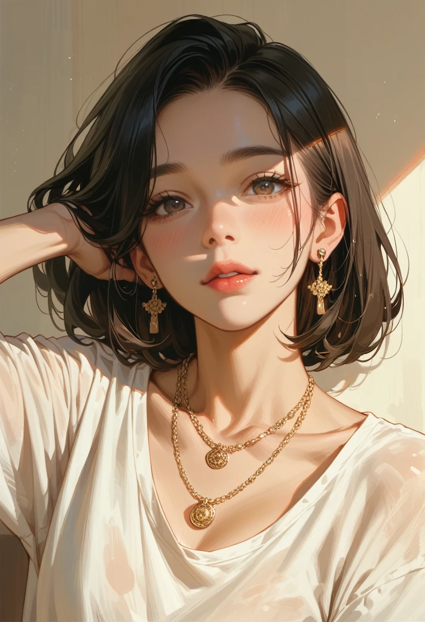 sc or e_9, sc or e_8_up, sc or e_7_up, src_ src_Japanese cartoons, necklace, earrings, Mother and little son，nsfw