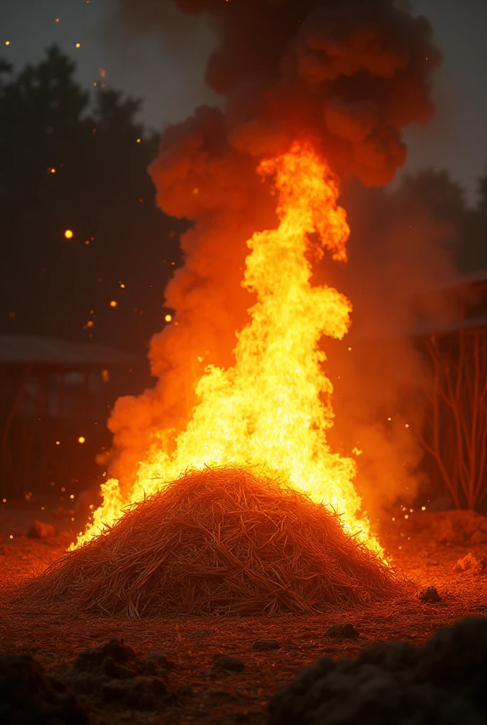 fire in a rice husk