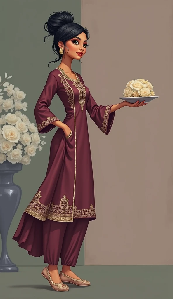 I’m looking for a unique, Pakistani-style ethnic wear design for my brother’s wedding that complements a darker skin tone. Ideally, a modern take on a shalwar kameez or sherwani with rich, deep colors like navy blue, maroon, or dark green, paired with elegant embroidery and subtle detailing. The outfit should use fabrics like silk or cotton, and have a sophisticated, flattering fit. I want something stylish and comfortable that stands out while keeping the focus on tradition.