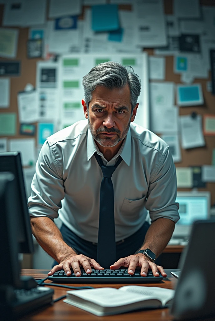 Man messing with a disorganized website, overlooking the messy site, and unhappy , he closing the site