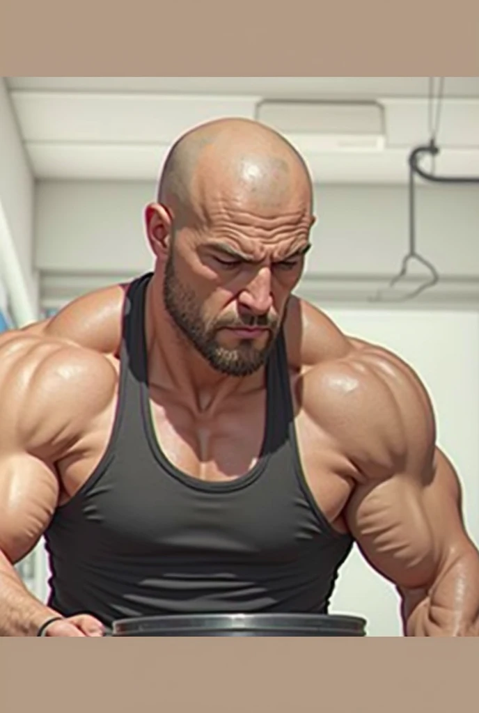 The rock naked and sweaty