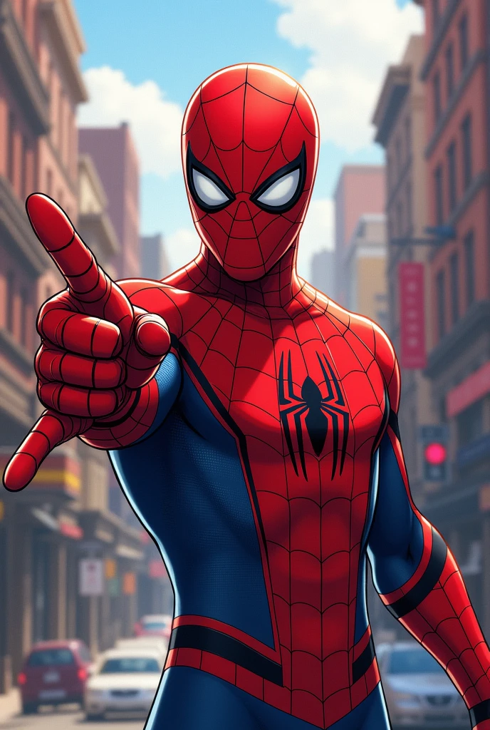 Spiderman hand pose and on other hand hold board "Happy 3rd Birthday Ahmad Zufar"