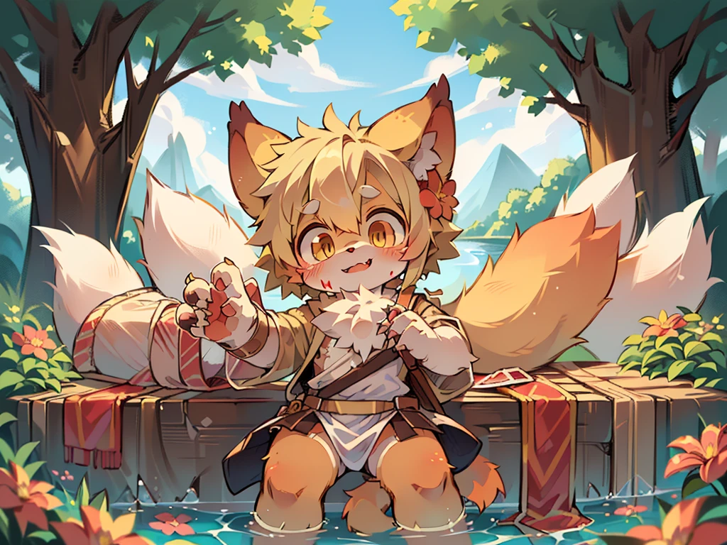 masterpiece,high quality,abstract res,number\(artwork\), From dagasi, Yes,Seizan,(Flower Charcoalo,Fluffy fur,character focus:1.1),Flower Charcoalo male wolf,short hair,portrait , Bright eyes, panoramic, character focus.(Detailed background:0.7), solo, hairy, hairy male, Male focus, Masterpiece of time,high quality,abstract res,number\(artwork\), From dagasi, Yes,Seizan,(Flower Charcoalo,Fluffy fur,character focus:1.1),Werewolf,Bright eyes, panoramic, character focus.(Detailed background:0.6), solo, hairy, hairy male, Male focus, Flower Charcoal,(Hairy all over, Hairy tail)fur,A five-year-old boy,cute,Hip bulge,Toddler,Blood-red pupils,A tail with a white tip,The ends of the limbs are white,Cute meat pads,Claw,cute boys,The ear tips are orange,Big hairy ears,Hairy big tail,Reasonable composition,Pale yellow hair,naked,Brown cloth bag,In the woods,Extremely fine water,diaper,Slightly reddened,Dress coolly,Blonde short hair,Thin children,White hair,cute child,cute little adventurer,Be open-minded,Ultra-clear ,crying