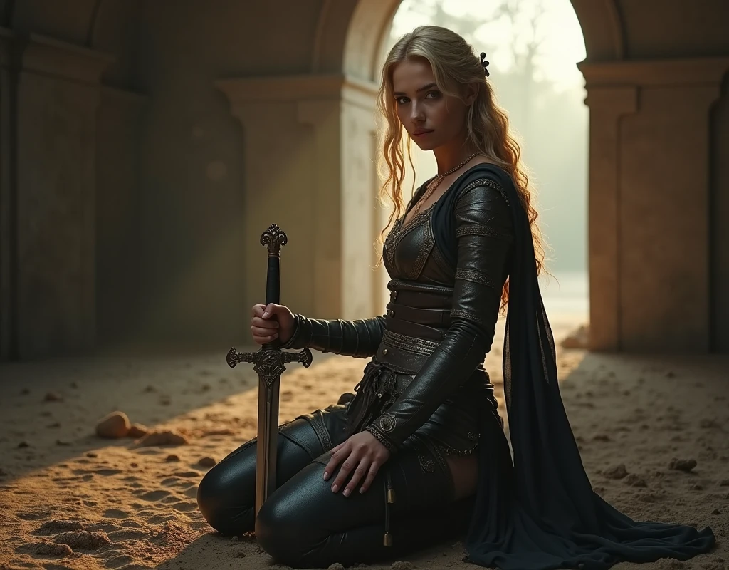 score_9, score_8_up, score_7_up, BREAK, rating_safe, BEAUTIFUL curly blond medieval female warrior, detailer, on one knee, sword , fantasy, rpg, detailed, depth of field, vignette, highly detailed, moody, epic, gorgeous, film grain, grainy
Show less
Negative prompt

worst quality, low quality, text, censored, deformed, bad hand, looking at viewer
Other metadata
Guidance
6
Steps
30
Sampler
DPM++ 3M SDE
Seed
3942730842
Clip skip
2