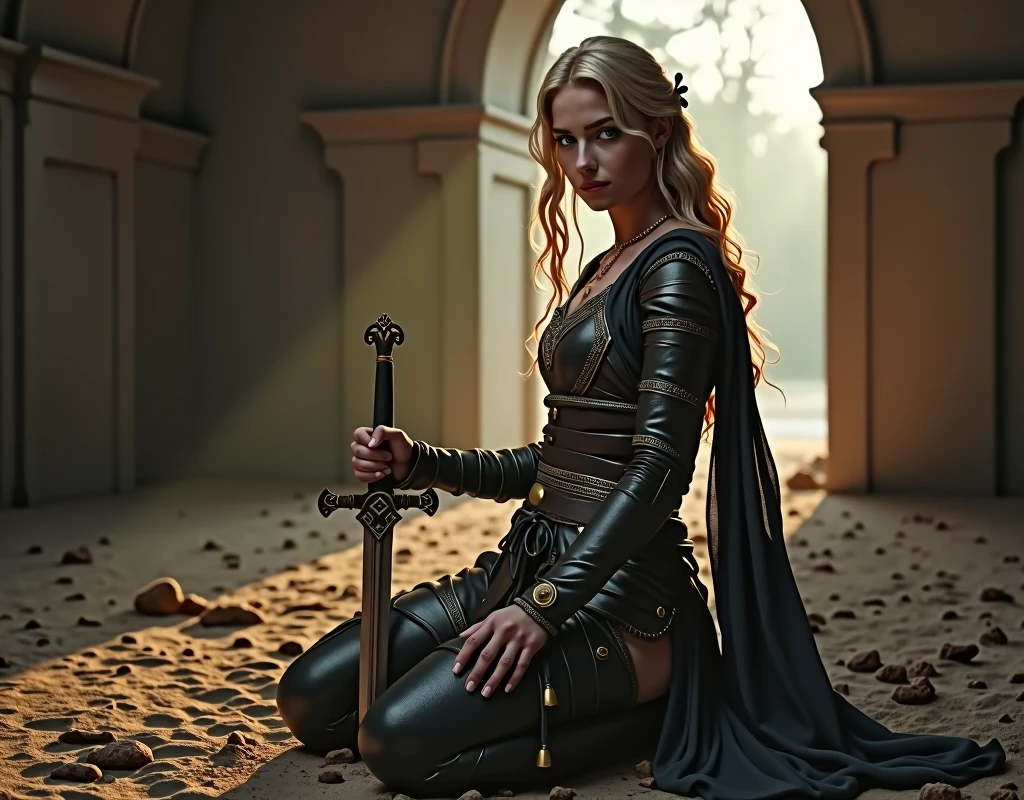 score_9, score_8_up, score_7_up, BREAK, rating_safe, BEAUTIFUL curly blond medieval female warrior, detailer, on one knee, sword , fantasy, rpg, detailed, depth of field, vignette, highly detailed, moody, epic, gorgeous, film grain, grainy
Show less
Negative prompt
worst quality, low quality, text, censored, deformed, bad hand, looking at viewer
Other metadata
Guidance
6
Steps
30
Sampler
DPM++ 3M SDE
Seed
3942730842
Clip skip
2