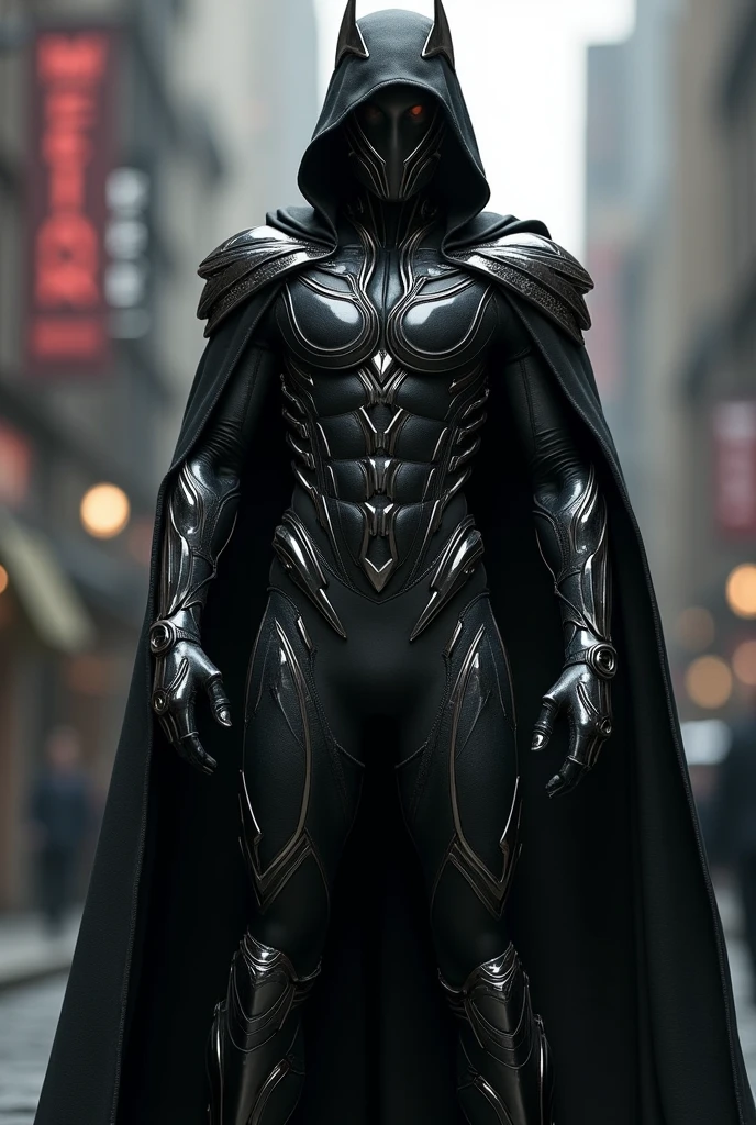 Super hero outfit for guy in black ,no back flying cloth...with silver shine something more like dr. Strange with no cloak

