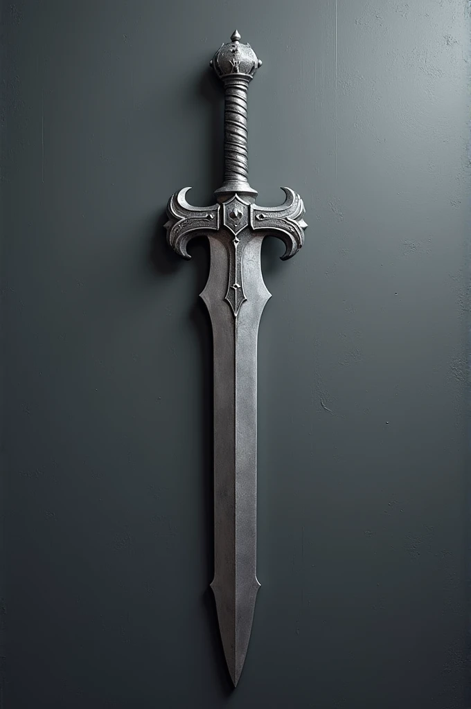 Generate picture of a Grey colored Ranseur Weapon. Background is to be of metallic.