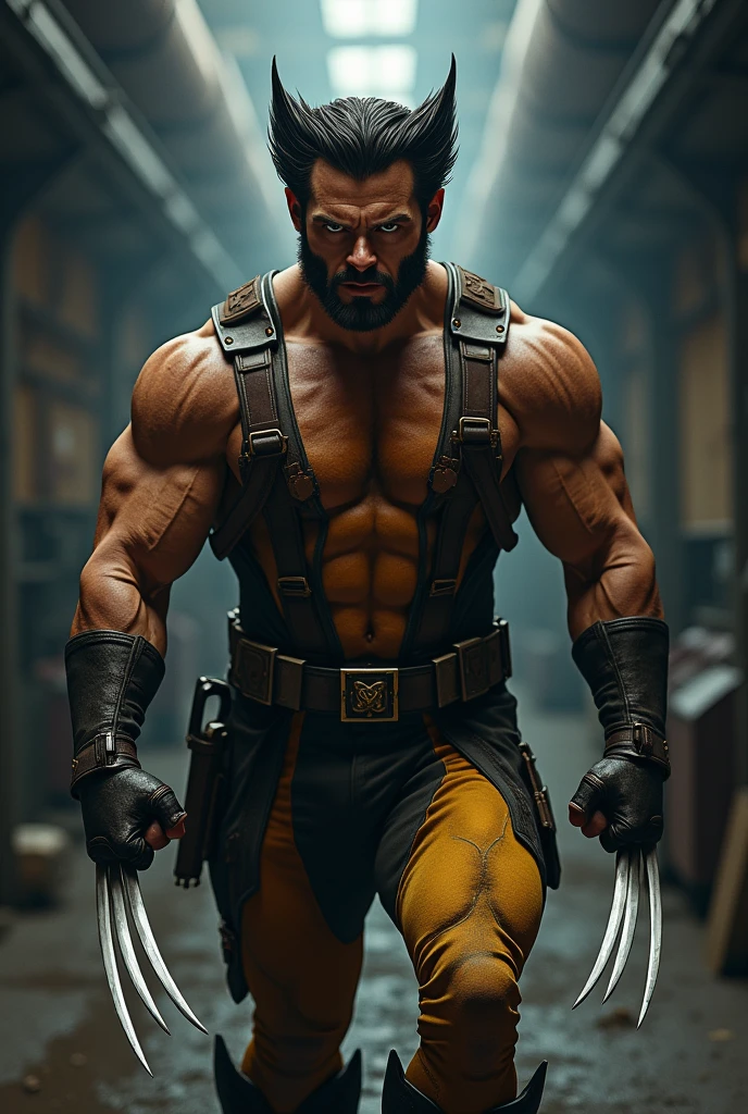 Henry Cavill As Wolverine with long adamantium claws
in a Wolverine suit

