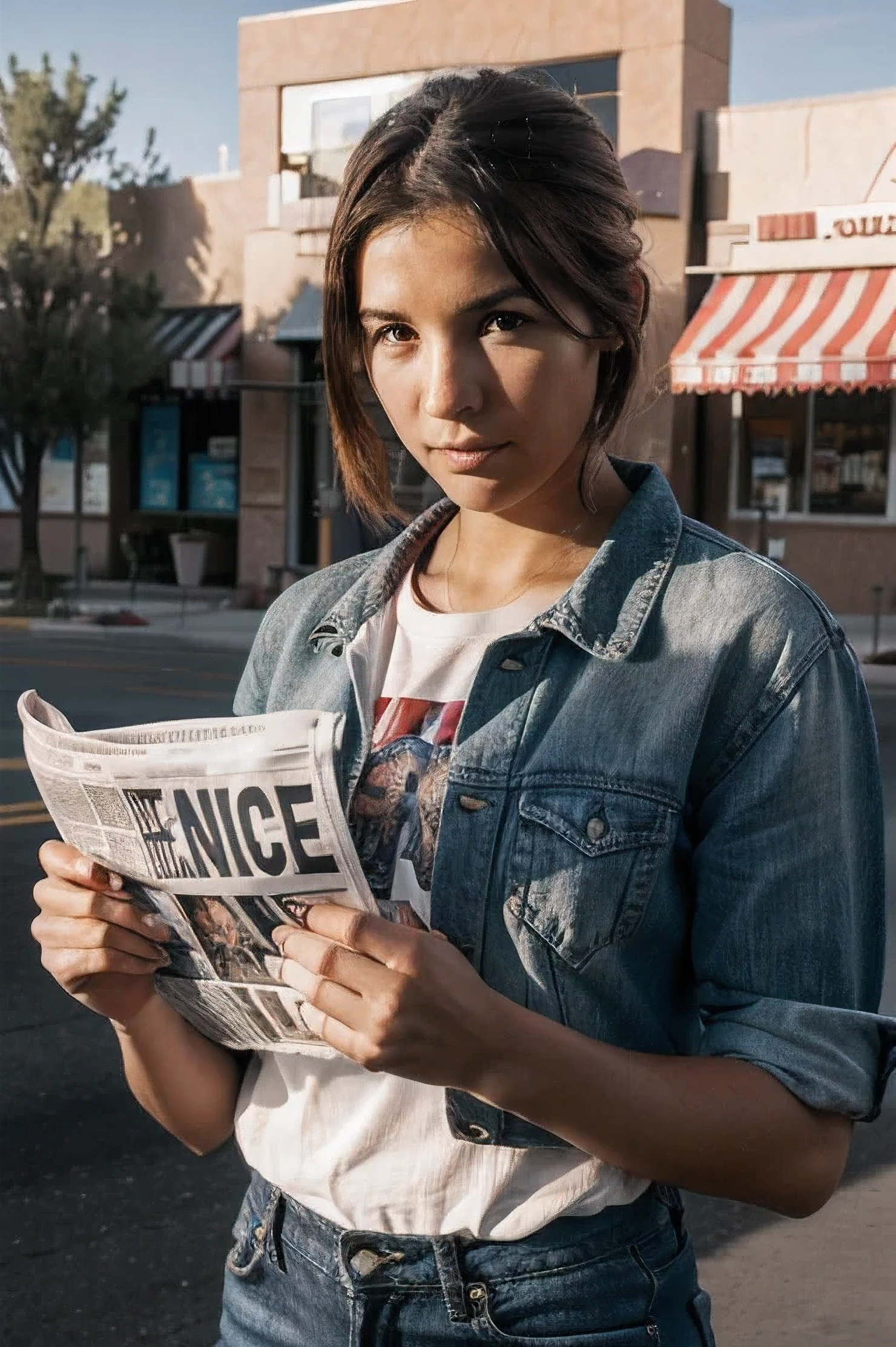 High resolution image of a person in Nevada, USA holding a newspaper,