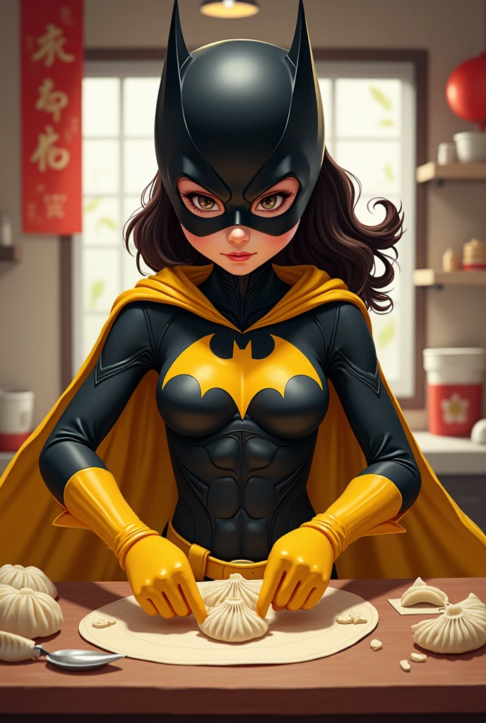 A batkid girl doing dumpling 