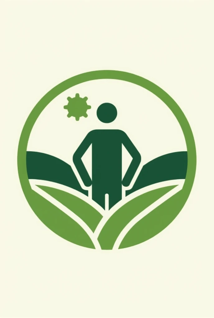 Make a logo about a man and agriculture and a circle, circling them