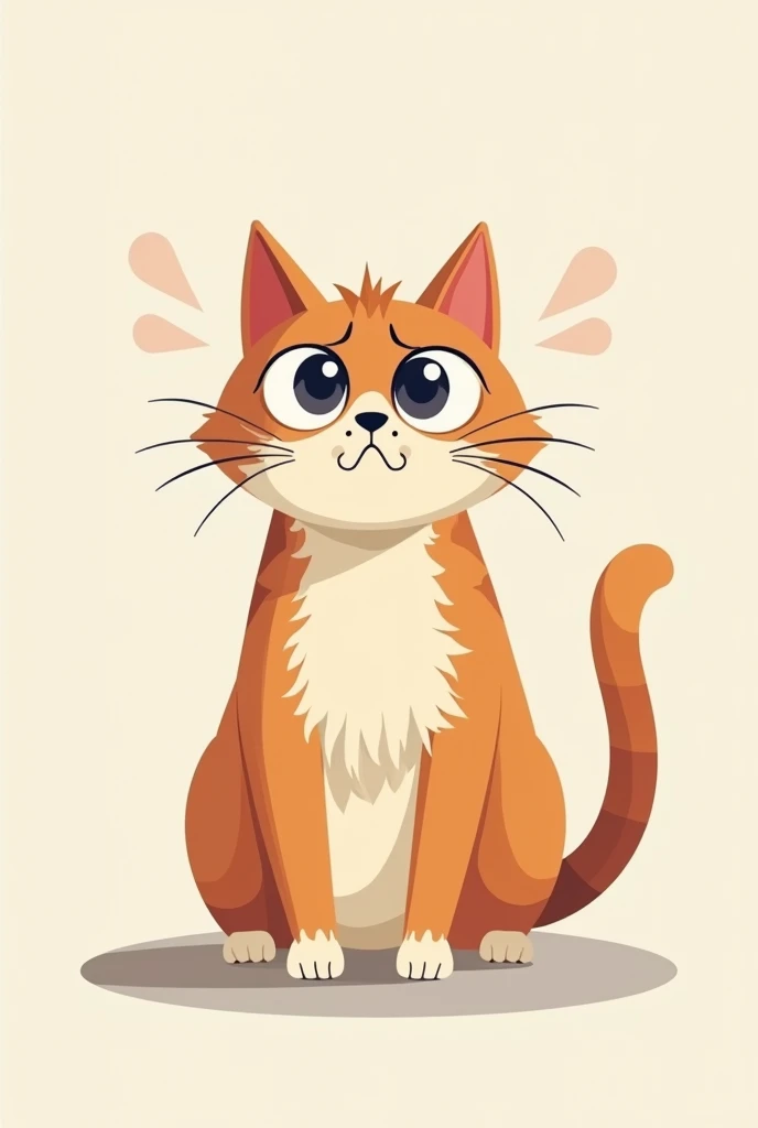Flat vector illustration of a cat with anxiety