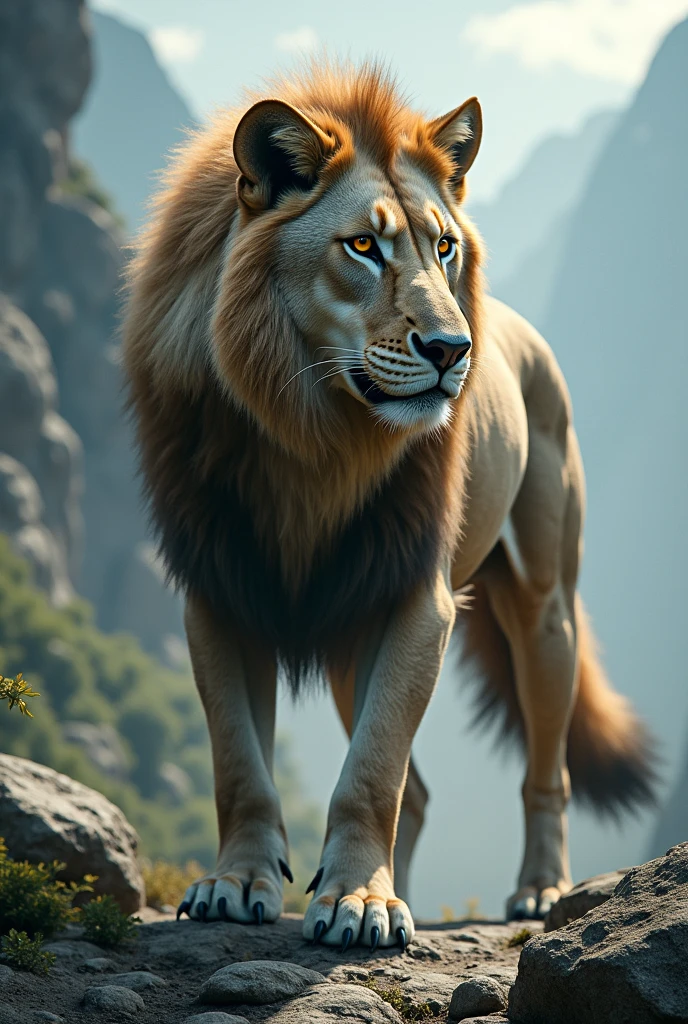 Wolf and lion combine