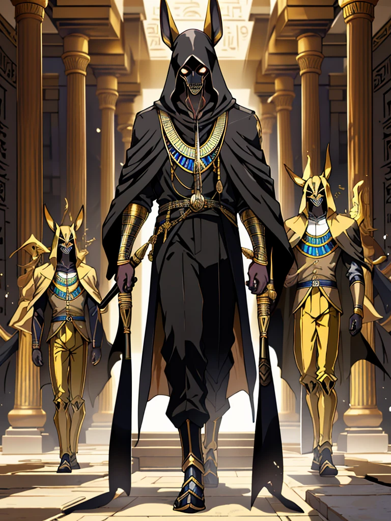 Anubis神, Take the hourglass, High-quality animation drawings, golden outfit,

Egyptian Temple, desert, ancient Egyptian, ((（Anubis）），（grim Reaper）, Man&#39;s body)), Egyptian Palace。 Anubis，Sitting on the grand throne。，His beautiful obsidian skin gleams in the sun，Perfect body，Abdominal muscles。His legs were casually crossed, revealing a huge sole。He looked down at you in amusement.