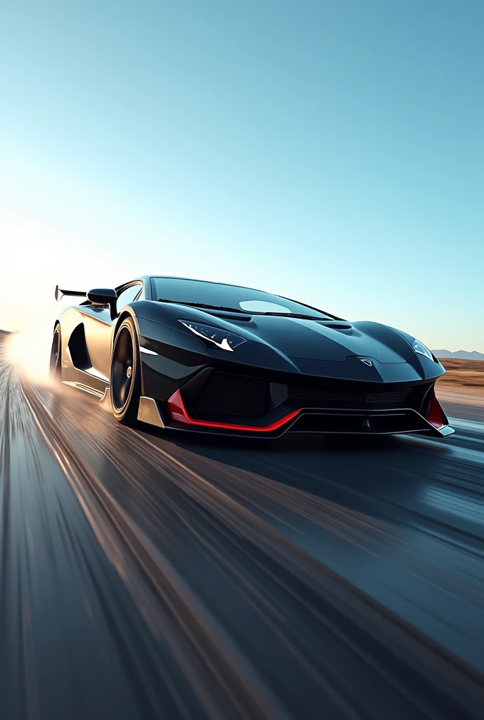 Car Balck and rad screch and blue sky