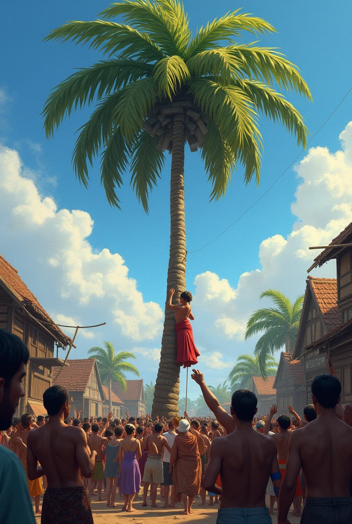 Everyone in the village came to the palm tree to save that person