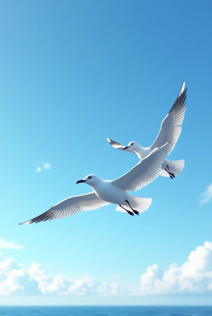 2 seagals flying in a sky
