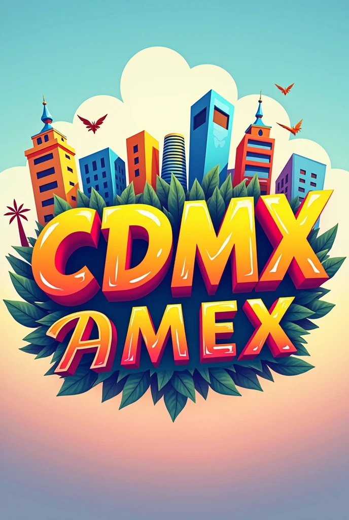 Television logo tv cdmex with striking youthful letters In warm cheerful colors with a cdmx background