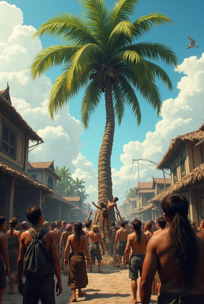 Everyone in the village came to the palm tree to save that person