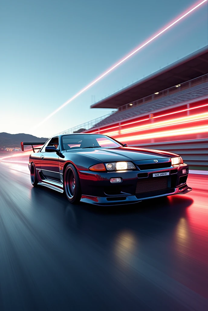 (Ferrari), A symbol of automotive excellence, Drive around the track at exhilarating speed. Spotlight on the car, Highlights the sophisticated design and distinctive features of the Nissan R32.

Zoom in to see intricate details, Accentuates the precise lines of the R32 body, aerodynamics, And the dynamic curves that make this car so amazing.. Capture tiny details like the glow of headlights, Rim details, Exhaust system characteristics, Showcasing the craftsmanship behind this high-performance vehicle.

Use the panning shot technique to convey a sense of movement, The background is purposefully blurred to emphasize the intensity of the race. Infuse the background with stripes of color, Dominating the Nissan R32 truck、It is showing rapid movement.

Consider the racing environment, On modern race tracks and scenic roads, Add details such as tire tracks and dust、Increase the realism of the scene。. This detailed prompt is available in the、It is intended to inspire visually appealing depictions of a Nissan R32 racing on a track。, Highlighting intricate and subtle details, The background is purposefully blurred to capture the dynamic speed of the race..