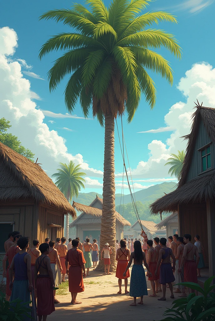Everyone in the village came to the palm tree to save that person