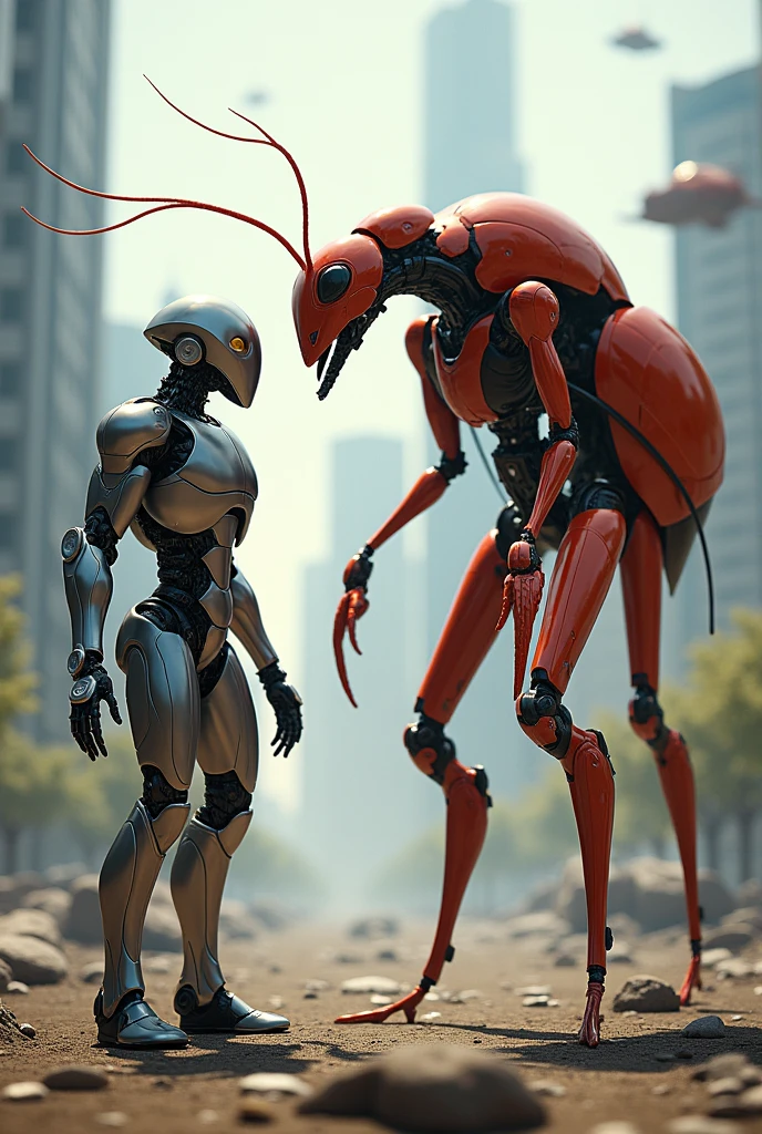 Red ant stand and robot