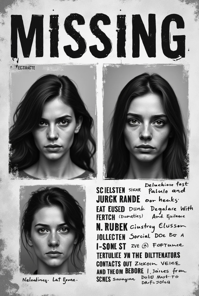 Missing Persons Poster More than one person Black and White scared Flyer looking for Japanese