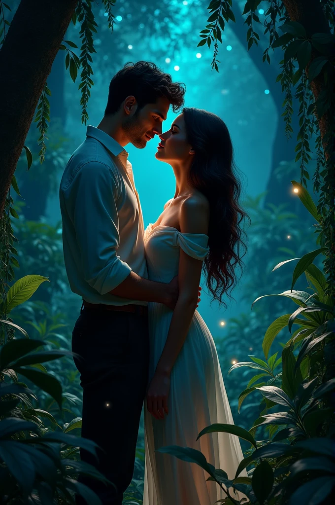 a goblin and a woman hugging in the woods, female succubus and goblin kiss, lovely kiss, kisses are wordless spells, fairy tale style background, the girl has red hair huge breasts, toned thighs,the goblin is Squee, strong body, anatomy correctly, accurate,UHD, pornographic, vhs tape