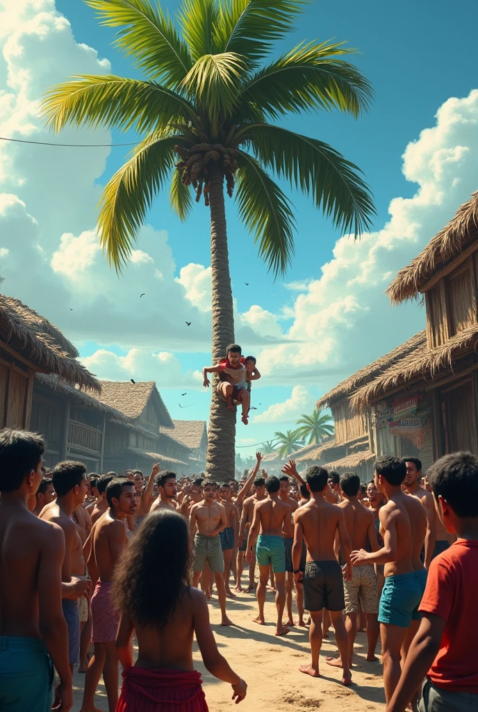 Everyone in the village came to the palm tree to save that person