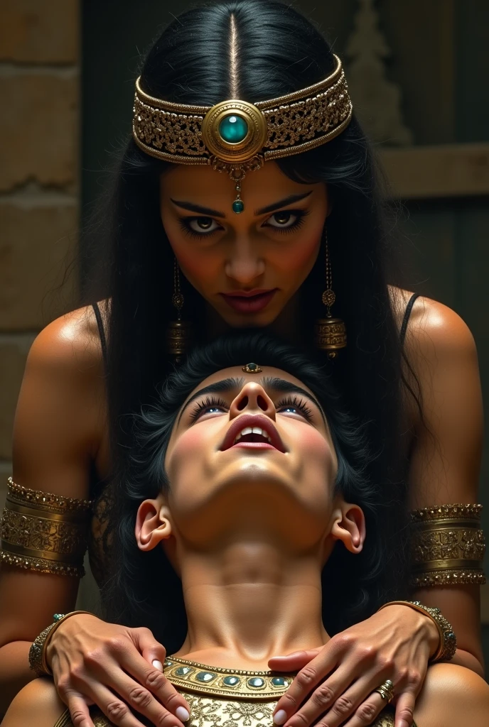 A beautiful and clear looking face of front image of Cleopatra ed a young man