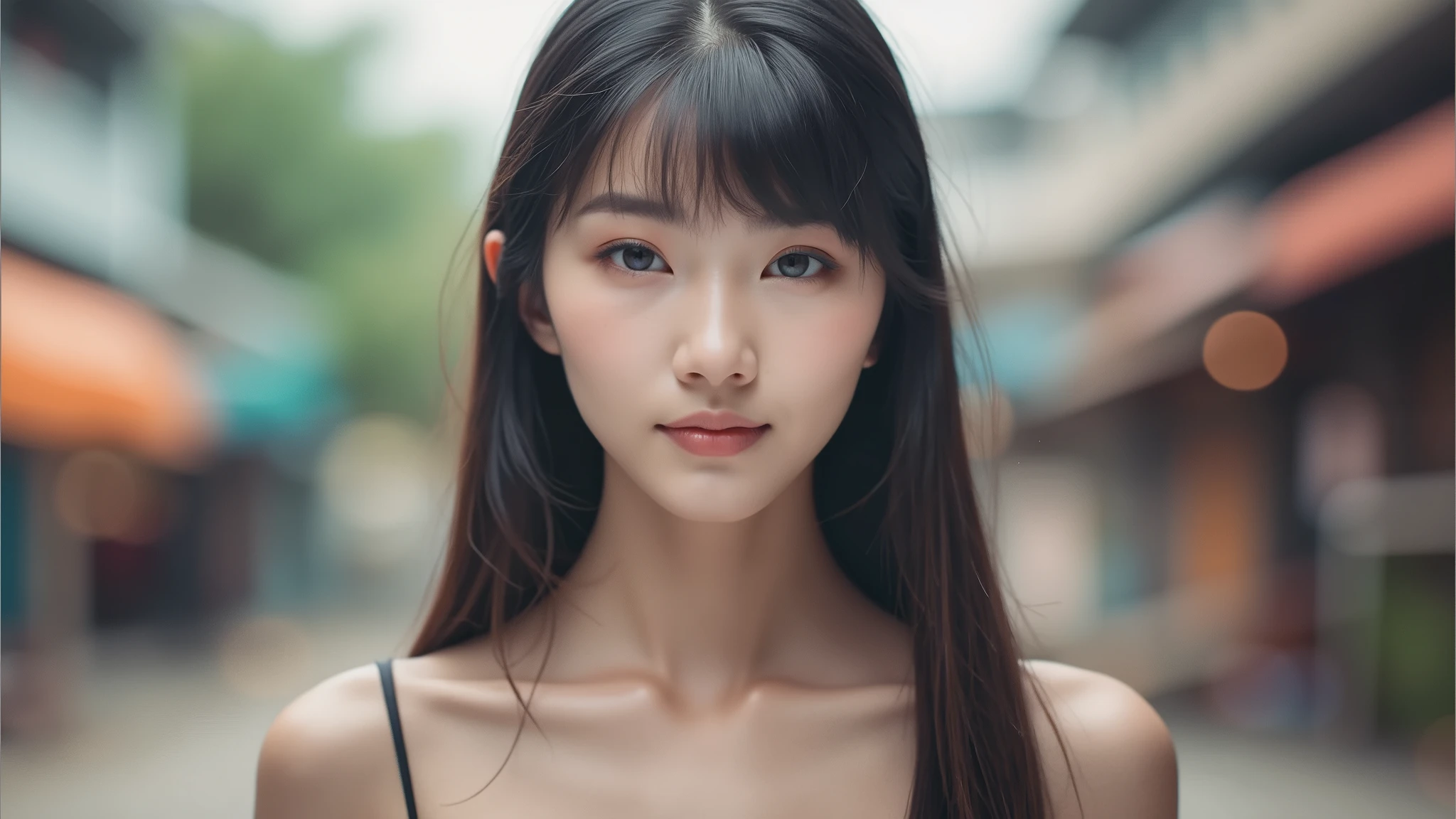 Young beautiful woman, Chinese face, long neck, Adam's apple, classroom, school uniform