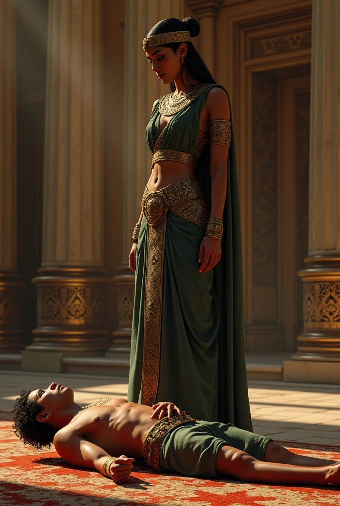 A beautiful and clear image of Cleopatra murdered a young man