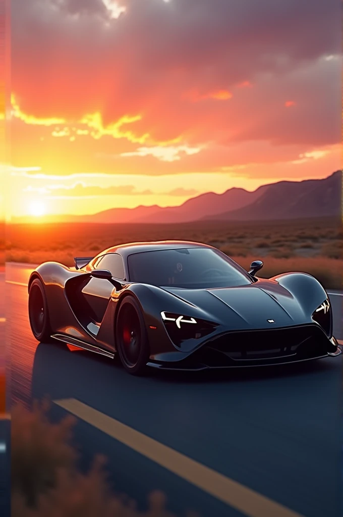 A supercar with sunrise