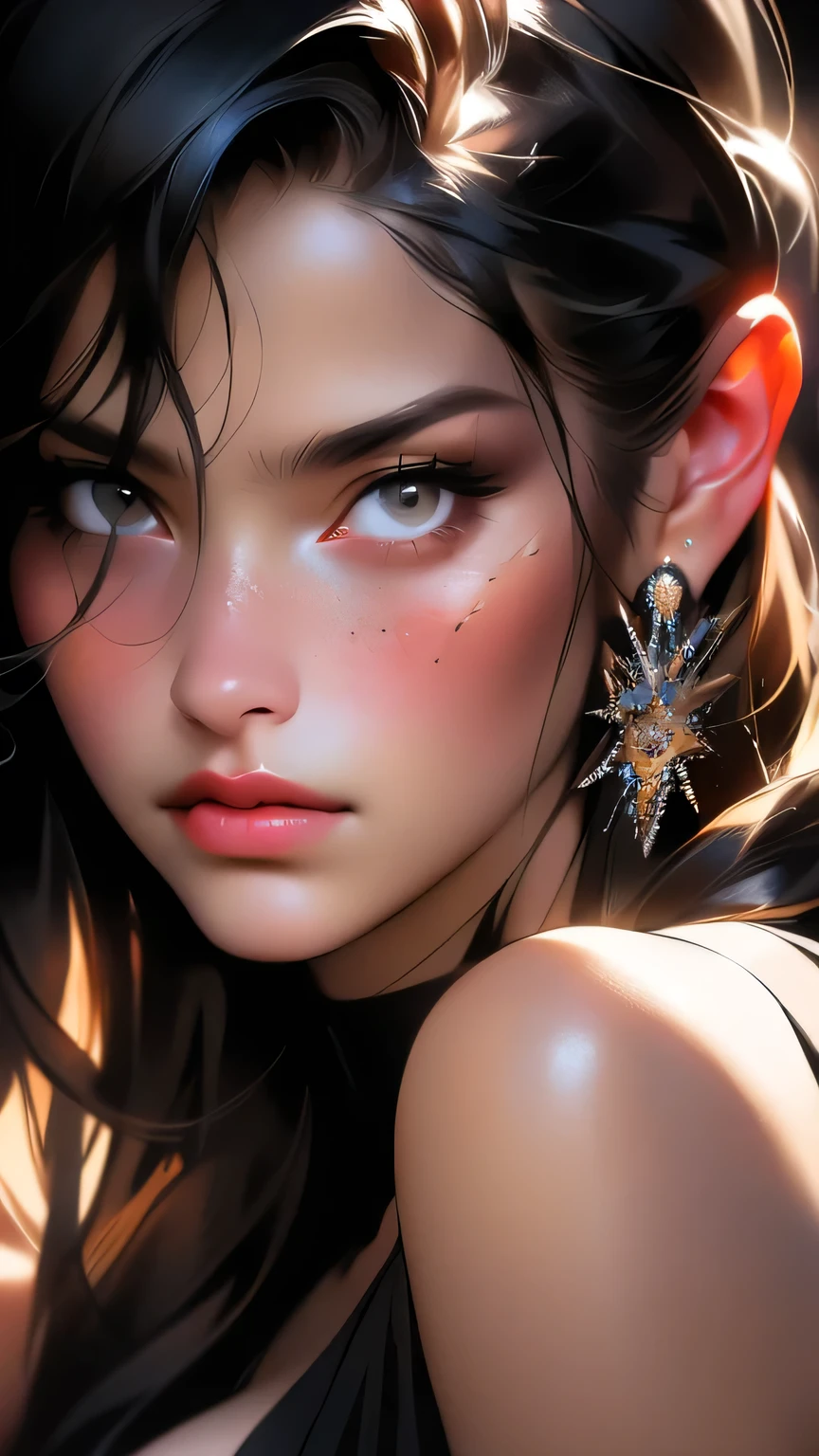 (((Face close-up)))､masterpiece, Beautiful German Girls, Brunette, Residential area, Cleavage, very detailed, Dramatic lighting, digital art trending on Artstation 8k HD high definition detailed realistic, detailed, Skin Texture, hyper detailed, realistic Skin Texture, Armature, Highest quality, 超High resolution, (Realistic:1.4), High resolution, detailed, RAW Photos, sharp, By Lee Jeffries Nikon d850 film stock photos 4 Kodak portra 400 camera f1.6 lens rich colors hyper realistic lifelike texture Dramatic lighting unrealengine trending on artstation cinestill 800, Transparent Bikini, (((Face close-up)))､Face close-up､black eye