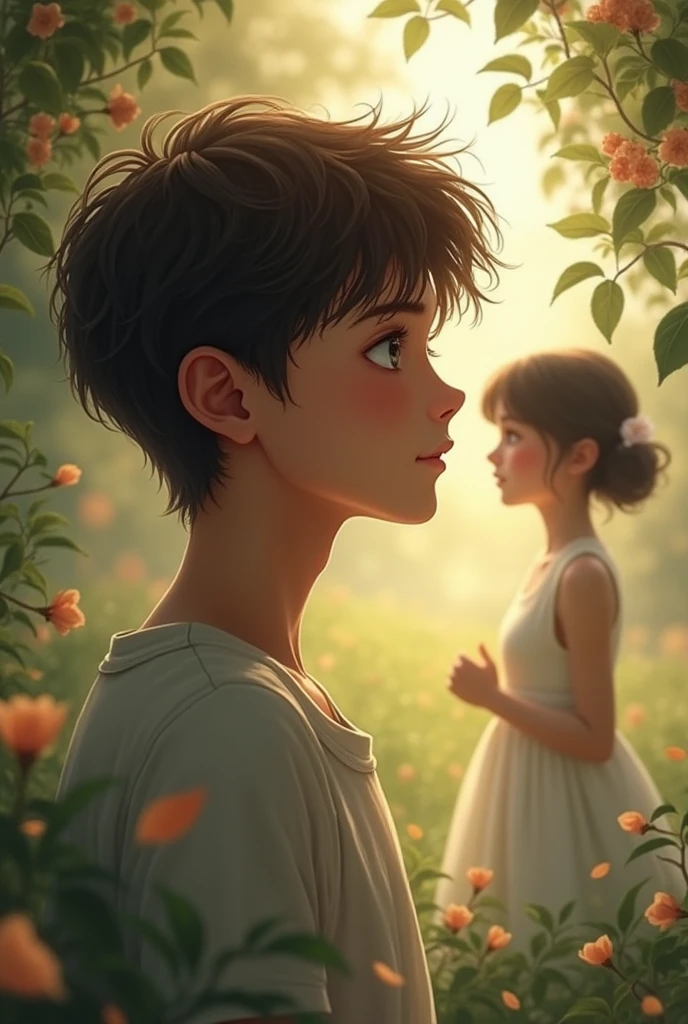 A boy thinking for a beautiful girl