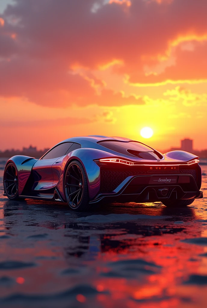 A supercar modified with sunset