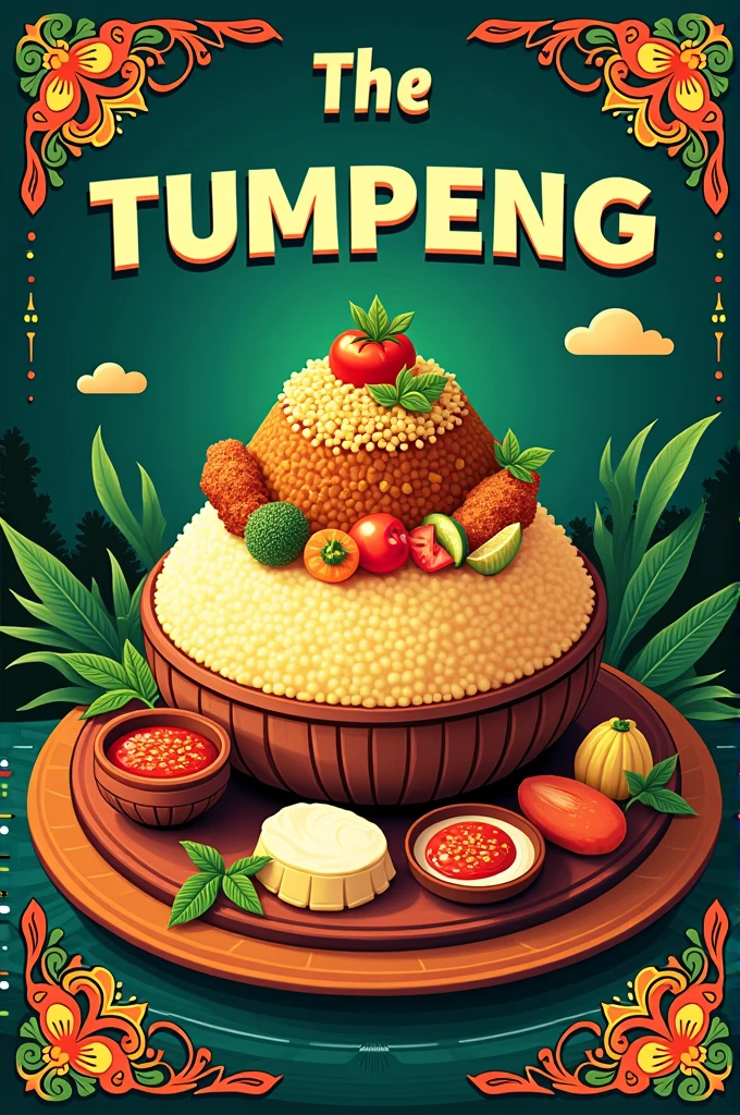 make a poster about local food with an explanation of tumpeng rice food in Indonesian