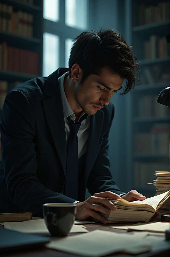 An law student boy being stress for the career 