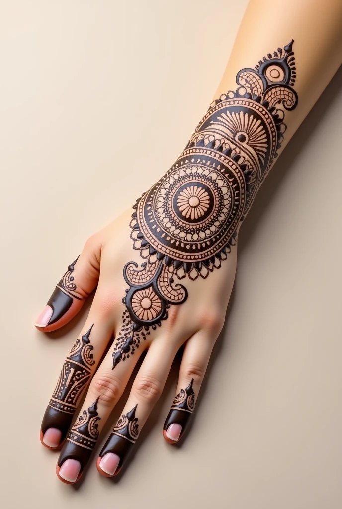 generate more Gol Tikki mehndi design on hand