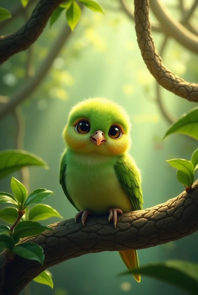 One kid parrot waiting for his mother father